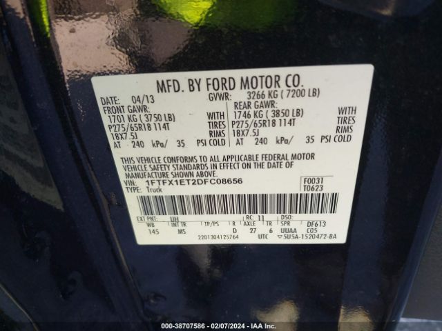 Photo 8 VIN: 1FTFX1ET2DFC08656 - FORD F-150 