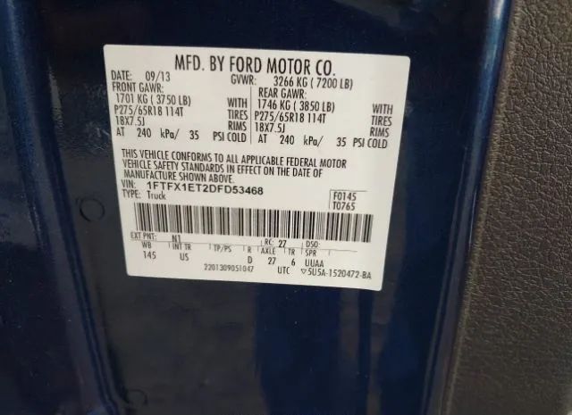 Photo 8 VIN: 1FTFX1ET2DFD53468 - FORD F-150 