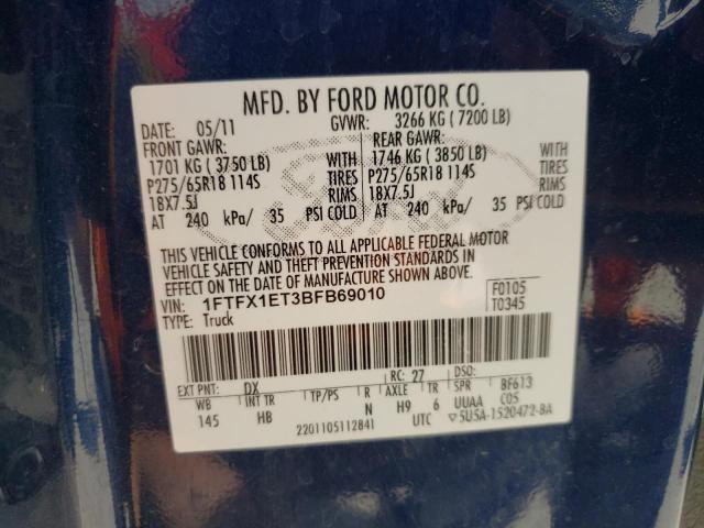 Photo 9 VIN: 1FTFX1ET3BFB69010 - FORD F150 SUPER 