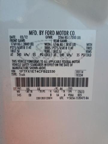 Photo 11 VIN: 1FTFX1ET4CFB22330 - FORD F150 SUPER 