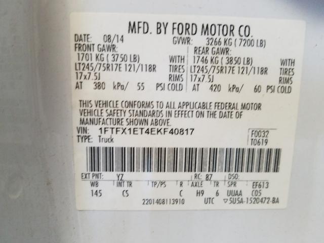 Photo 9 VIN: 1FTFX1ET4EKF40817 - FORD F150 SUPER 