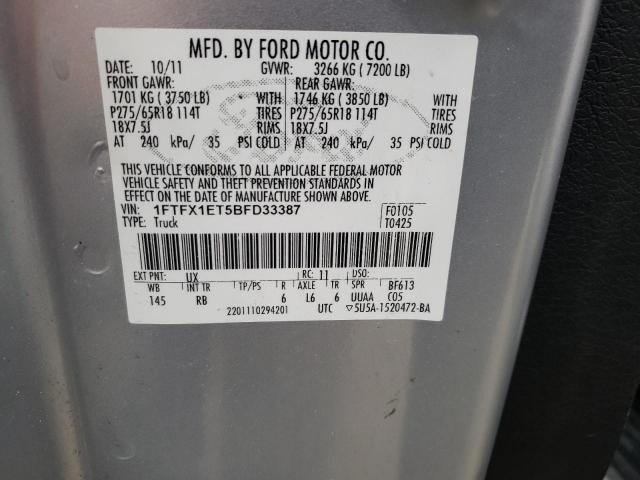 Photo 9 VIN: 1FTFX1ET5BFD33387 - FORD F150 SUPER 