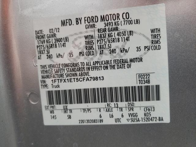 Photo 9 VIN: 1FTFX1ET5CFA79813 - FORD F150 SUPER 