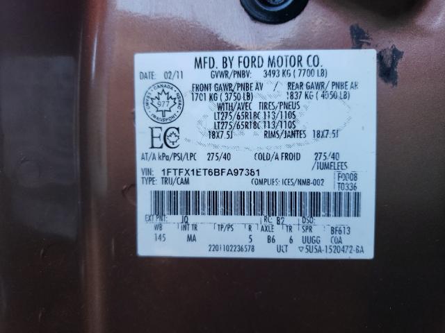 Photo 9 VIN: 1FTFX1ET6BFA97381 - FORD F150 SUPER 