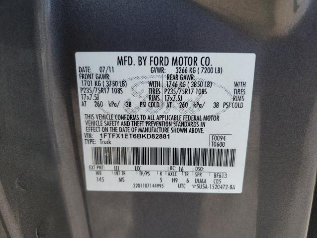 Photo 9 VIN: 1FTFX1ET6BKD82881 - FORD F150 SUPER 