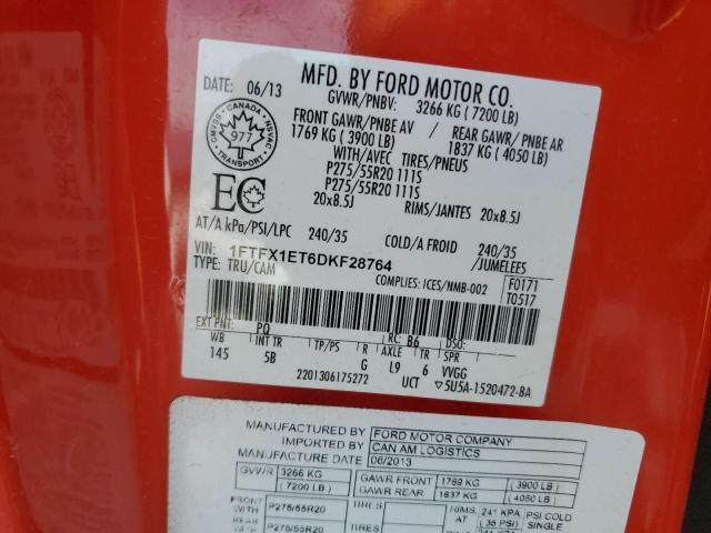 Photo 11 VIN: 1FTFX1ET6DKF28764 - FORD F150 SUPER 