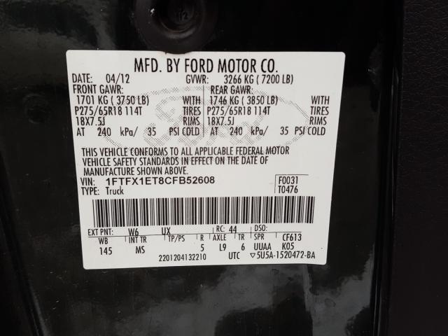 Photo 9 VIN: 1FTFX1ET8CFB52608 - FORD F150 SUPER 