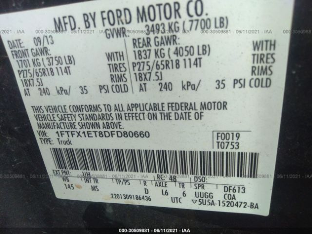 Photo 8 VIN: 1FTFX1ET8DFD80660 - FORD F-150 