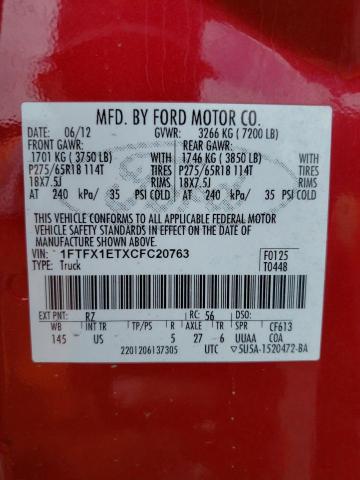 Photo 11 VIN: 1FTFX1ETXCFC20763 - FORD F150 SUPER 