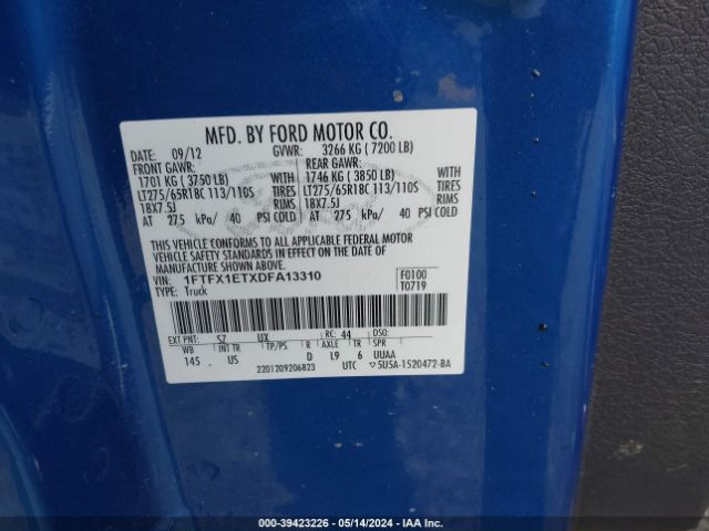 Photo 8 VIN: 1FTFX1ETXDFA13310 - FORD F-150 