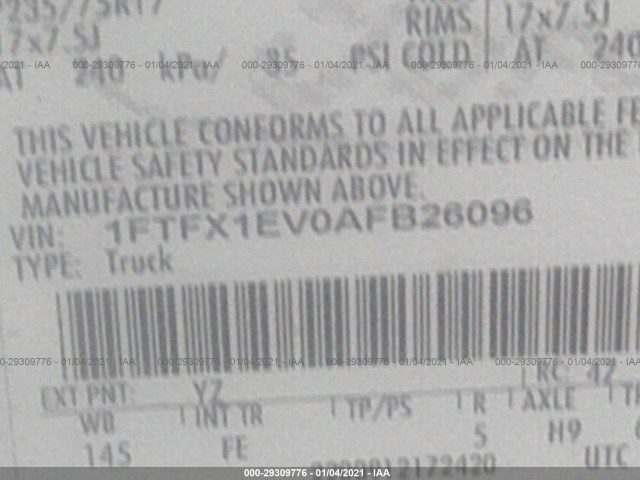 Photo 8 VIN: 1FTFX1EV0AFB26096 - FORD F-150 