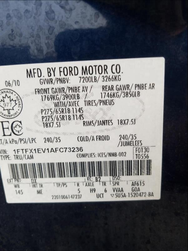 Photo 9 VIN: 1FTFX1EV1AFC73236 - FORD F150 SUPER 