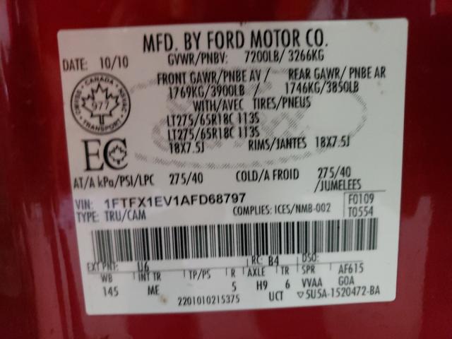 Photo 9 VIN: 1FTFX1EV1AFD68797 - FORD F150 SUPER 