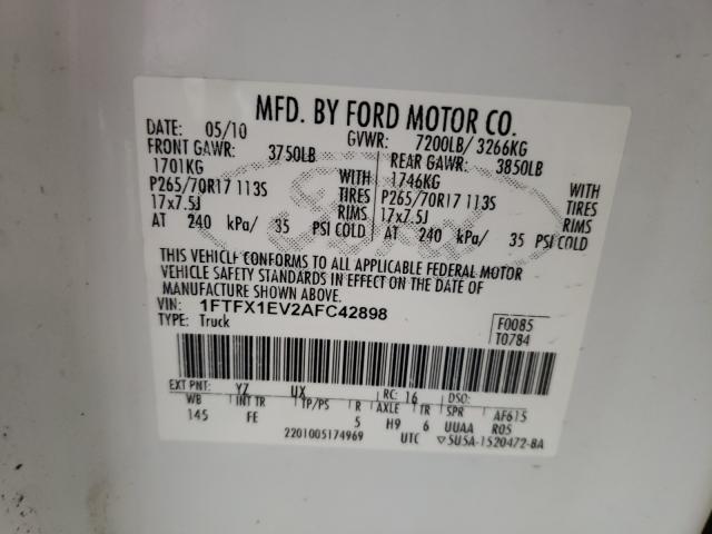 Photo 9 VIN: 1FTFX1EV2AFC42898 - FORD F150 SUPER 