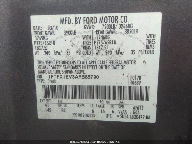 Photo 8 VIN: 1FTFX1EV3AFB85790 - FORD F-150 