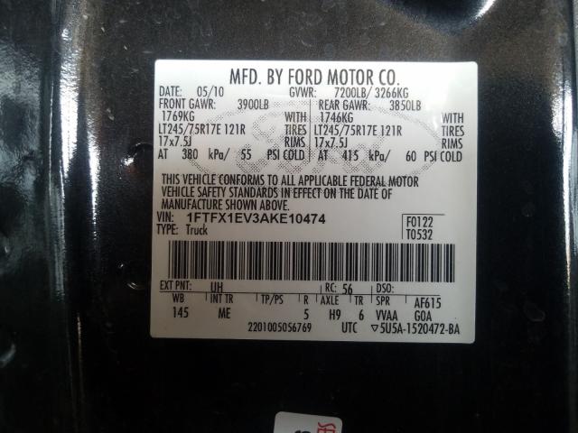 Photo 9 VIN: 1FTFX1EV3AKE10474 - FORD F150 SUPER 