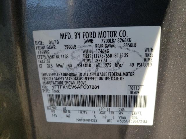 Photo 9 VIN: 1FTFX1EV6AFC07281 - FORD F150 SUPER 