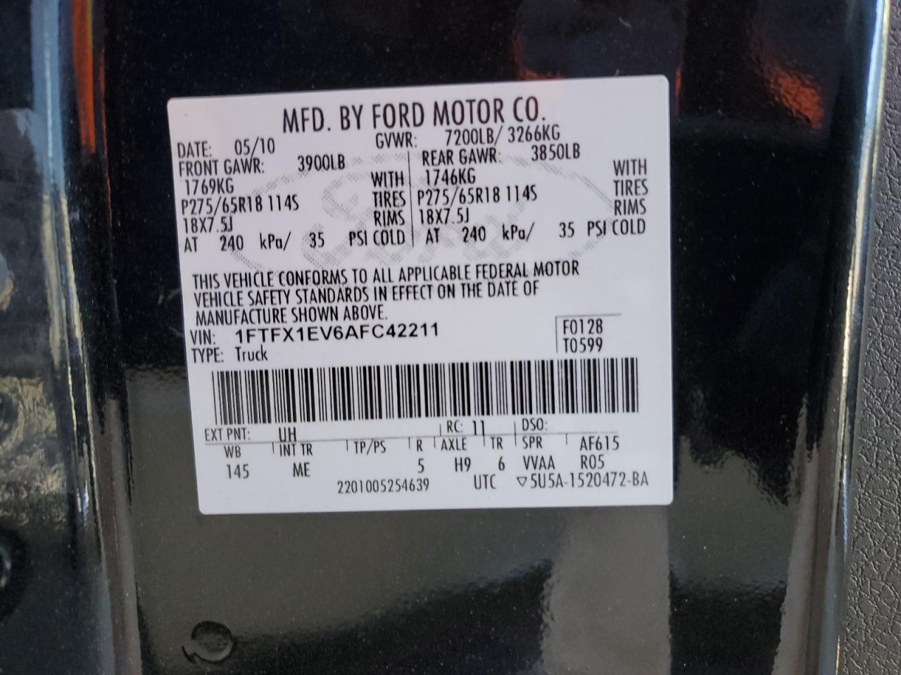 Photo 11 VIN: 1FTFX1EV6AFC42211 - FORD F-150 