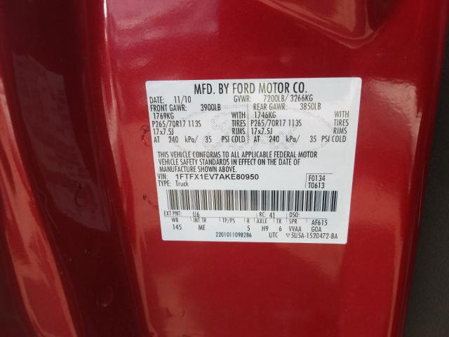 Photo 9 VIN: 1FTFX1EV7AKE80950 - FORD F150 SUPER 