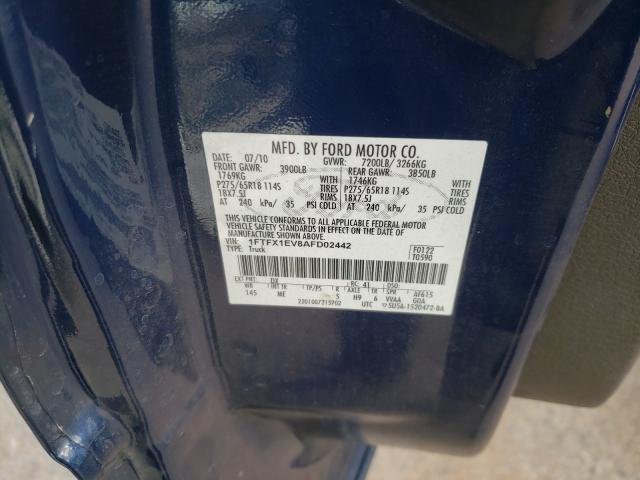 Photo 9 VIN: 1FTFX1EV8AFD02442 - FORD F150 SUPER 