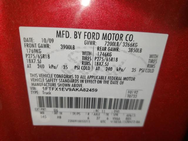 Photo 9 VIN: 1FTFX1EV9AKA82459 - FORD F150 SUPER 