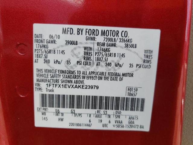 Photo 9 VIN: 1FTFX1EVXAKE23979 - FORD F150 SUPER 