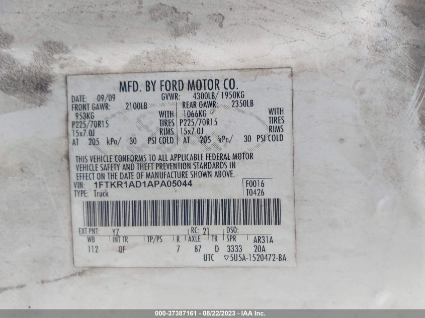 Photo 8 VIN: 1FTKR1AD1APA05044 - FORD RANGER 