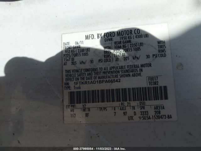 Photo 8 VIN: 1FTKR1AD1BPA66542 - FORD RANGER 