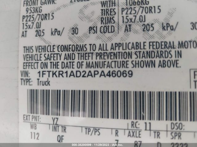 Photo 8 VIN: 1FTKR1AD2APA46069 - FORD RANGER 