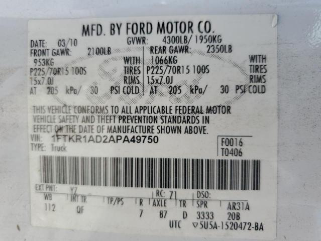 Photo 11 VIN: 1FTKR1AD2APA49750 - FORD RANGER 