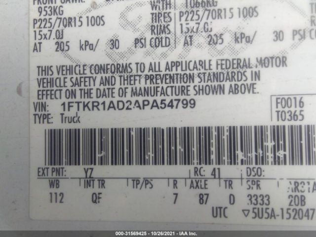 Photo 8 VIN: 1FTKR1AD2APA54799 - FORD RANGER 