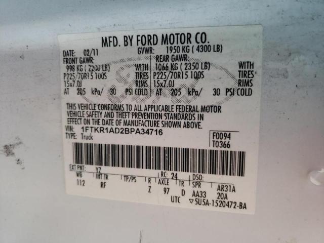 Photo 12 VIN: 1FTKR1AD2BPA34716 - FORD RANGER 