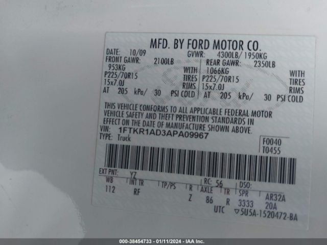 Photo 8 VIN: 1FTKR1AD3APA09967 - FORD RANGER 