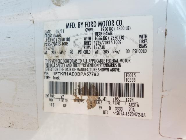 Photo 9 VIN: 1FTKR1AD3BPA57793 - FORD RANGER 