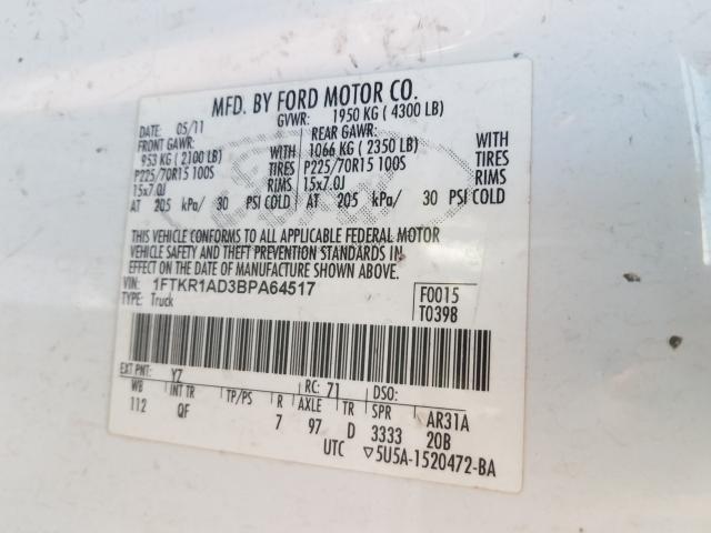 Photo 9 VIN: 1FTKR1AD3BPA64517 - FORD RANGER 