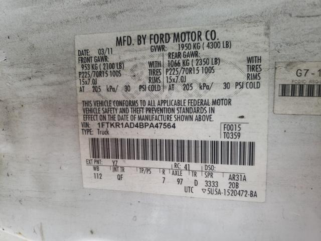 Photo 9 VIN: 1FTKR1AD4BPA47564 - FORD RANGER 