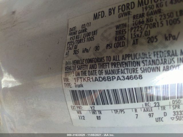 Photo 8 VIN: 1FTKR1AD6BPA34668 - FORD RANGER 