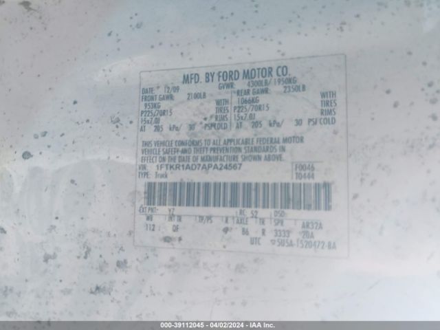 Photo 8 VIN: 1FTKR1AD7APA24567 - FORD RANGER 