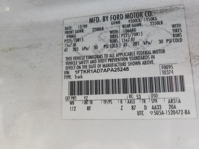 Photo 9 VIN: 1FTKR1AD7APA25248 - FORD RANGER 