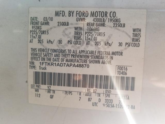 Photo 9 VIN: 1FTKR1AD7APA48870 - FORD RANGER 