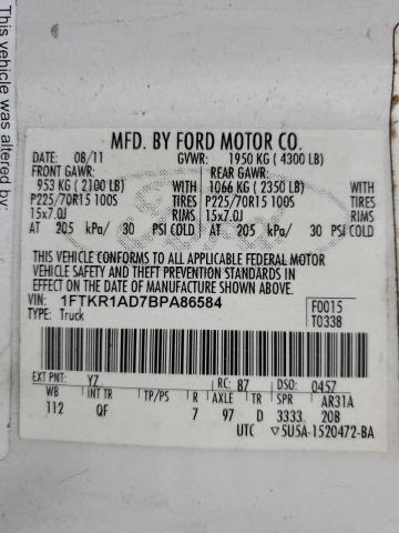 Photo 11 VIN: 1FTKR1AD7BPA86584 - FORD RANGER 