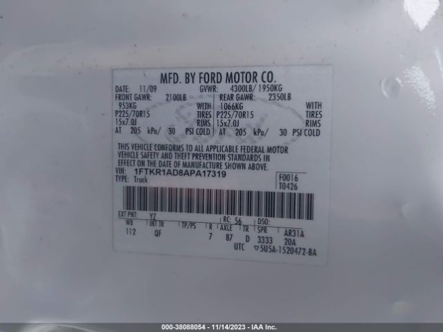 Photo 8 VIN: 1FTKR1AD8APA17319 - FORD RANGER 