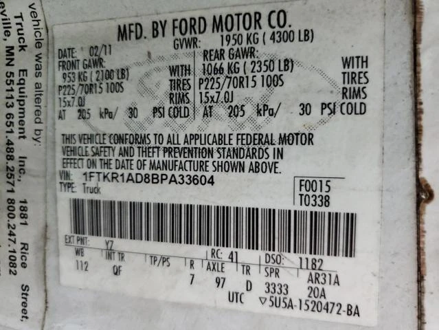 Photo 11 VIN: 1FTKR1AD8BPA33604 - FORD RANGER 