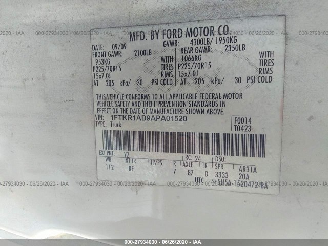 Photo 8 VIN: 1FTKR1AD9APA01520 - FORD RANGER 