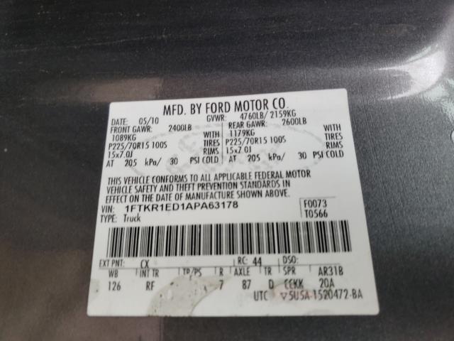 Photo 9 VIN: 1FTKR1ED1APA63178 - FORD RANGER SUP 