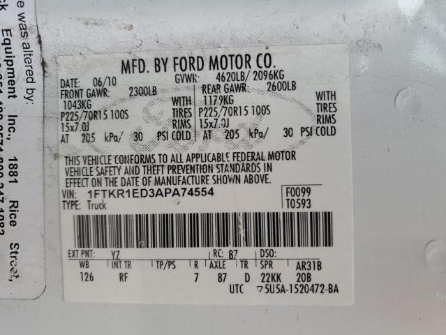 Photo 11 VIN: 1FTKR1ED3APA74554 - FORD RANGER 