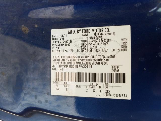 Photo 9 VIN: 1FTKR1ED4BPA30645 - FORD RANGER SUP 