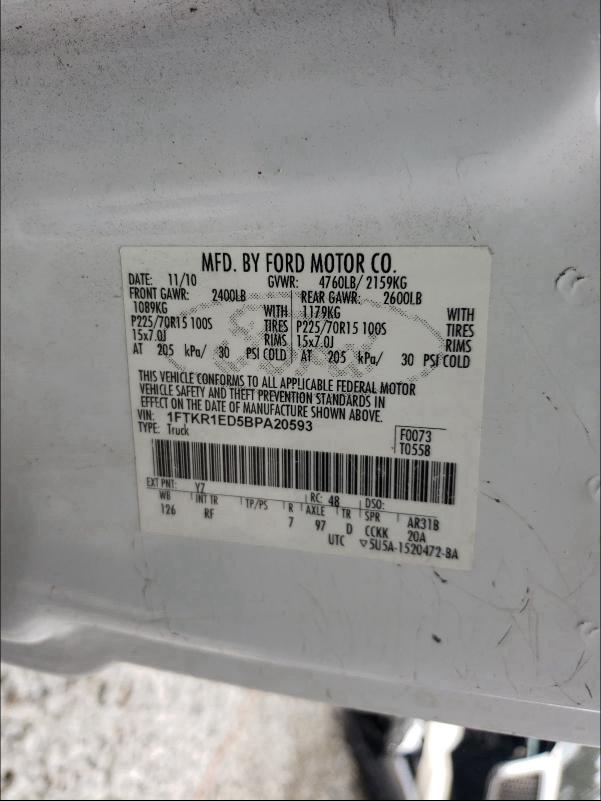 Photo 9 VIN: 1FTKR1ED5BPA20593 - FORD RANGER SUP 