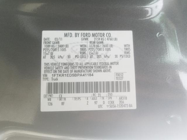 Photo 9 VIN: 1FTKR1ED5BPA41184 - FORD RANGER SUP 