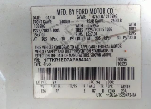 Photo 8 VIN: 1FTKR1ED7APA54341 - FORD RANGER 